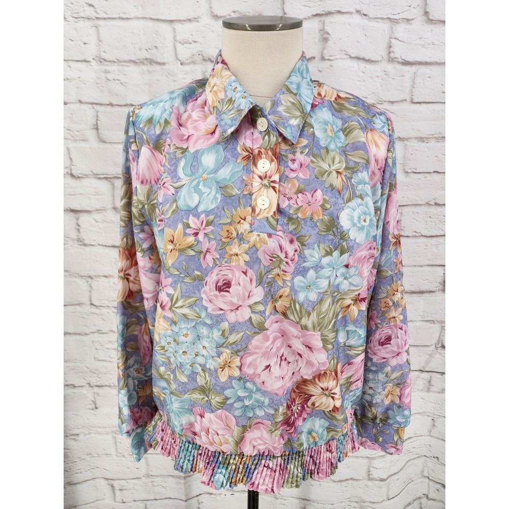 Vintage Cottage Top Pastel Floral Modest Garden Romantic Women Size XL Petite?